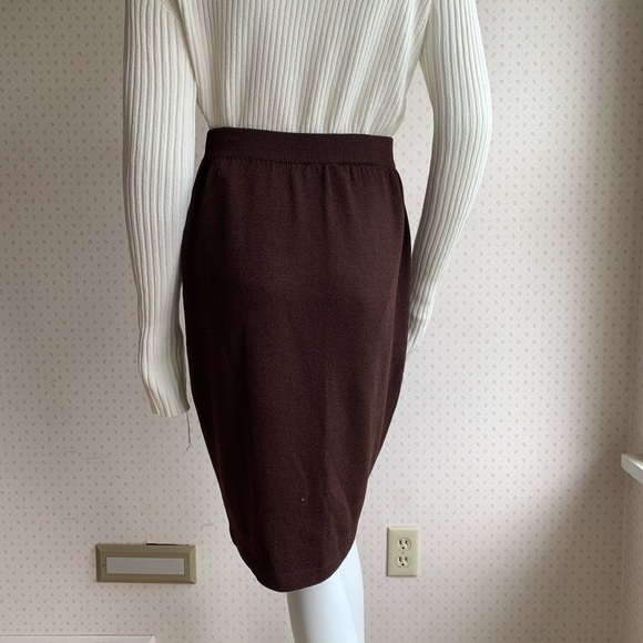 Vintage St. John Santana Knit Brown Pencil Skirt sz 6 PW14 - Picture 3 of 5